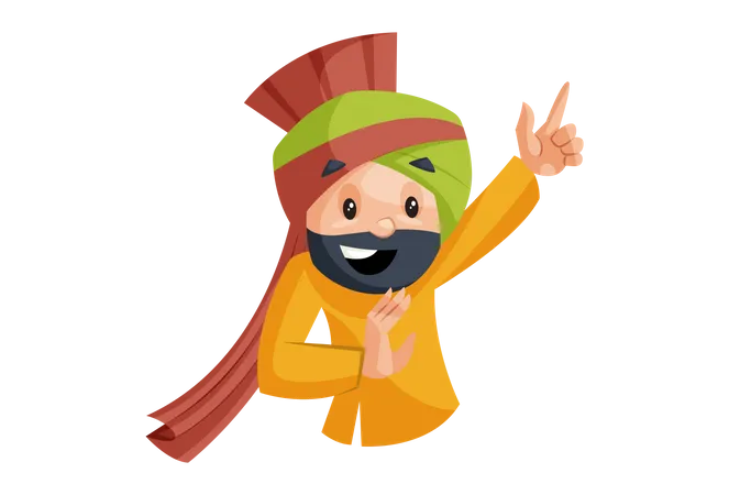 Homem Punjabi com rosto sorridente  Ilustração