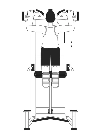 Homem subindo na máquina pullup  Ilustração