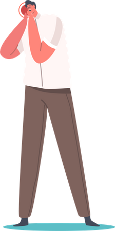 Homem que sofre de dor de cabeça  Ilustração