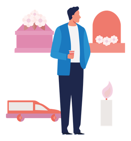 Homem queimando vela de parafina  Ilustração