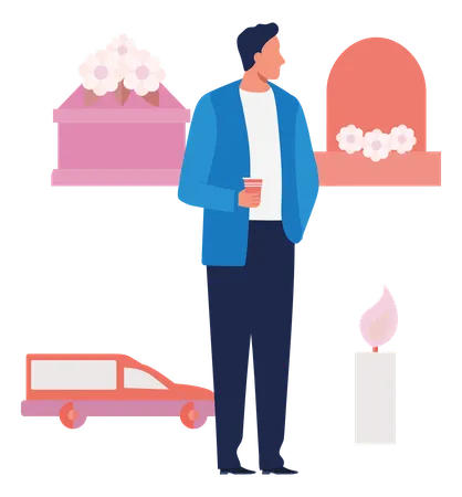 Homem queimando vela de parafina  Ilustração