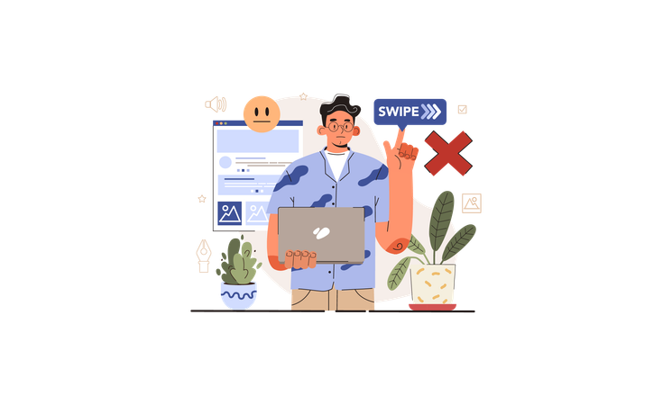 Homem recebendo erro de conteúdo visual  Illustration