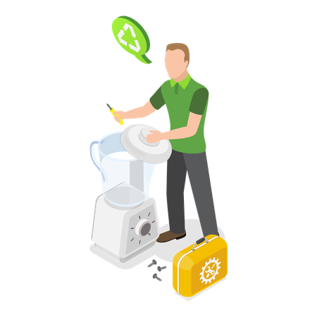 O homem recicla resíduos e trabalha no Lixo Zero  Ilustração