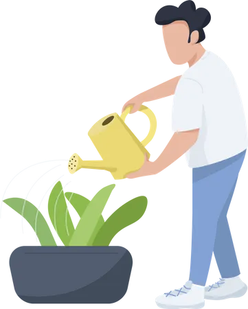 Homem regando planta  Ilustração