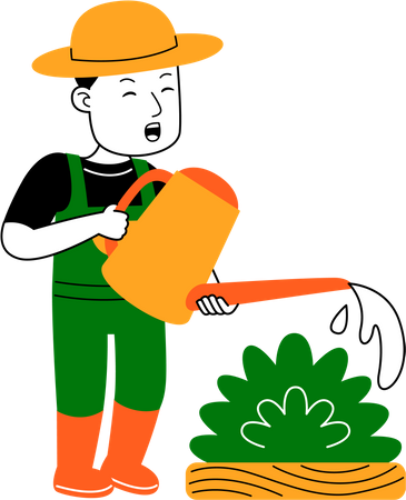 Homem regando planta  Ilustração