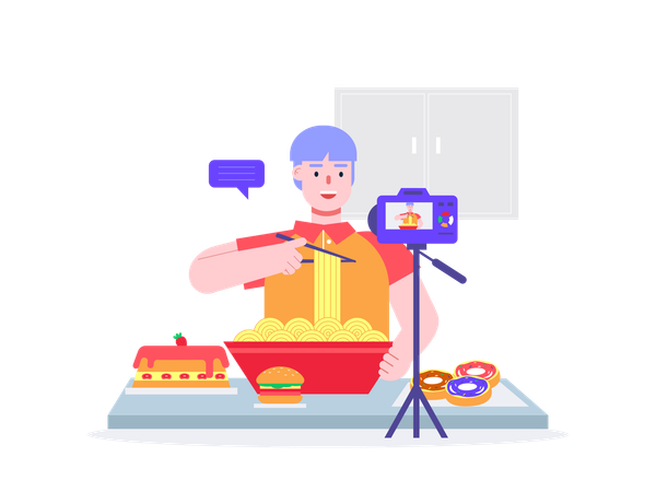 Homem registra blog sobre fabricação de macarrão  Ilustração