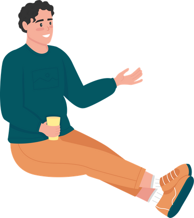 Homem relaxando com bebida  Ilustração