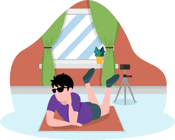 Homem relaxando em casa  Ilustração