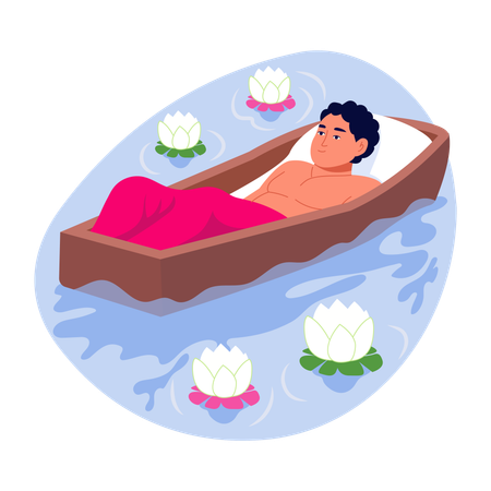 Homem relaxando no spa  Ilustração