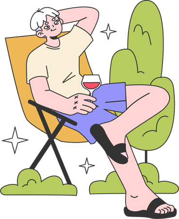 Homem relaxando na cadeira  Ilustração