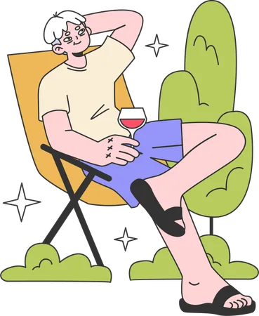 Homem relaxando na cadeira  Ilustração