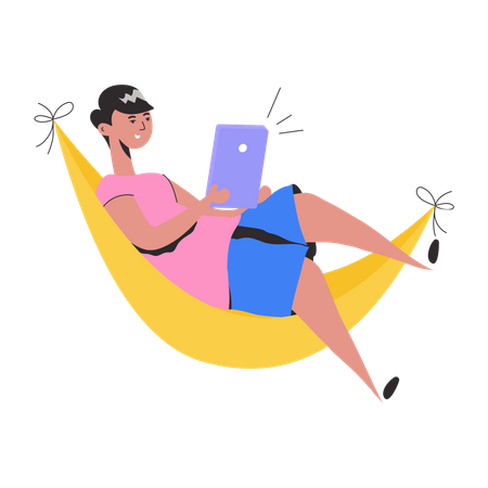 Homem relaxando na rede  Ilustração