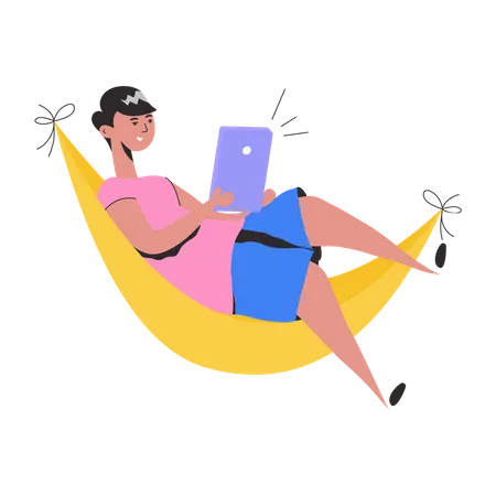 Homem relaxando na rede  Ilustração