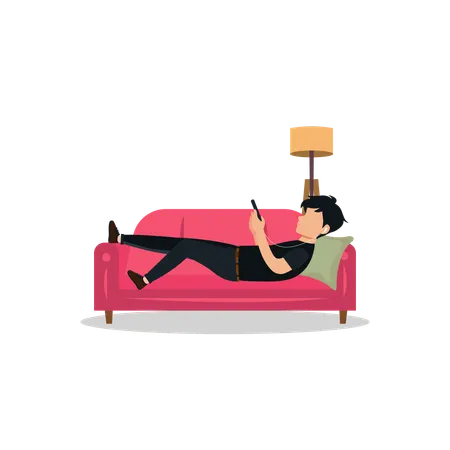 Homem relaxando no sofá  Ilustração