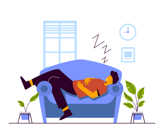 Homem relaxando no sofá  Ilustração