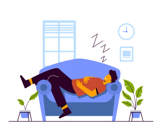 Homem relaxando no sofá  Ilustração