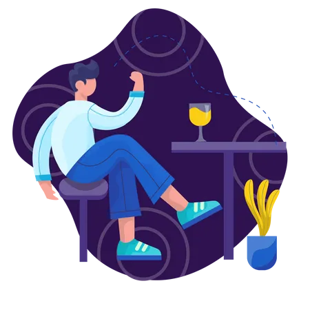 Homem relaxando no tempo livre  Ilustração