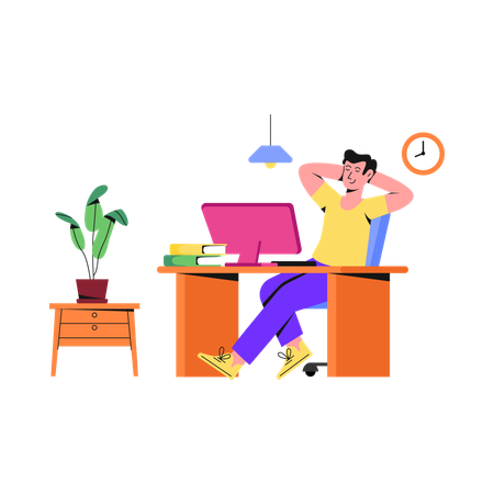 Homem relaxando no trabalho  Ilustração