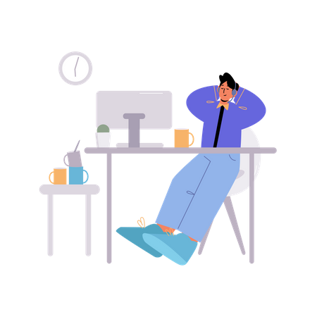 Homem relaxando no trabalho  Ilustração