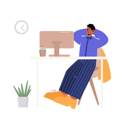 Homem relaxando no trabalho  Ilustração