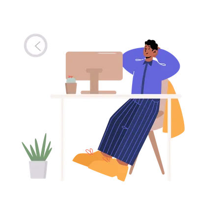 Homem relaxando no trabalho  Ilustração