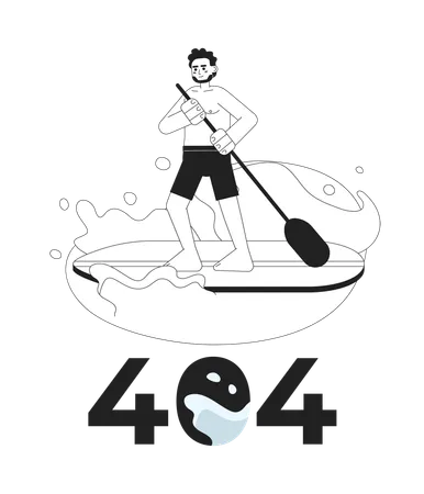 Homem pratica paddle boarding no lago erro 404  Ilustração