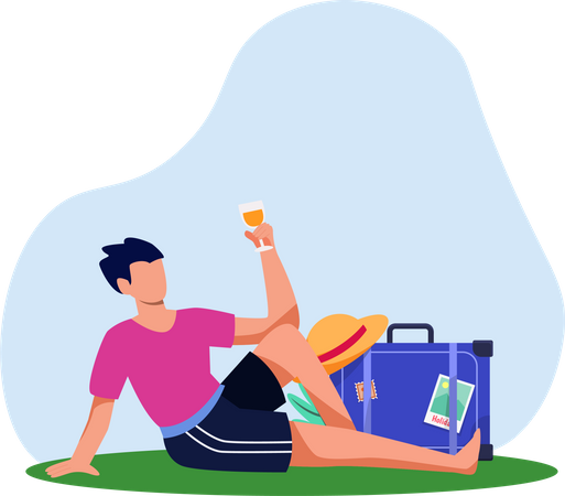 Homem saindo de férias  Ilustração