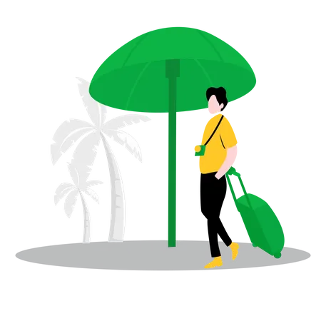 Homem indo em viagem de férias  Ilustração