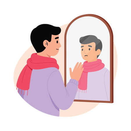 Homem se sente solitário  Ilustração