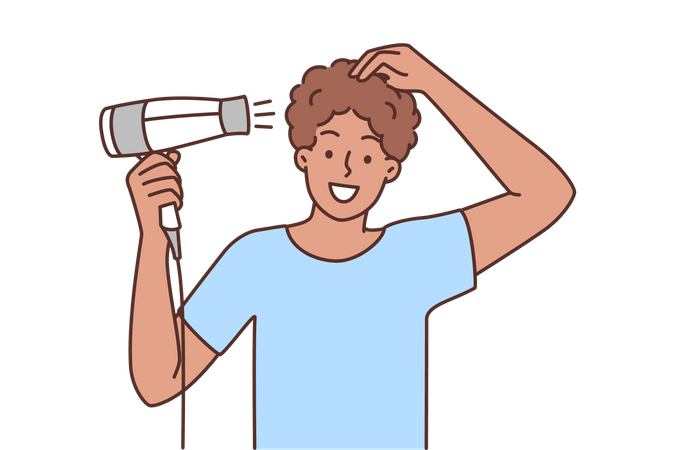 Homem secando cabelo  Ilustração