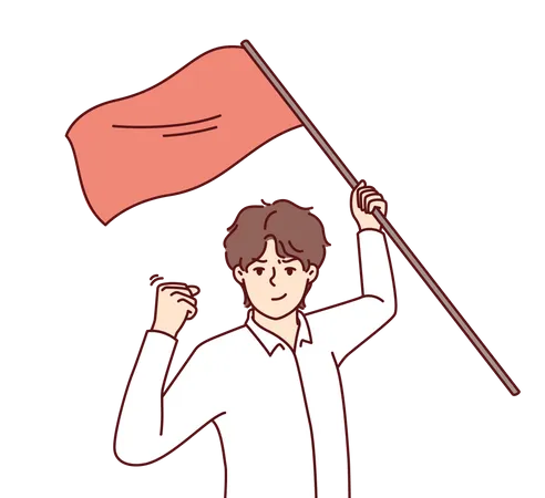 Homem segurando bandeira  Ilustração