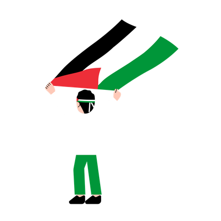 Homem Segurando Bandeira Da Palestina  Ilustração