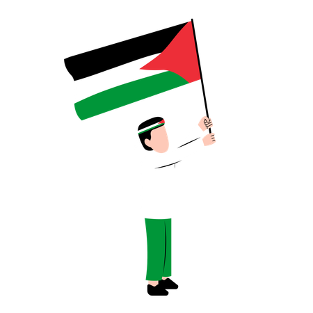 Homem Segurando Bandeira Da Palestina  Ilustração