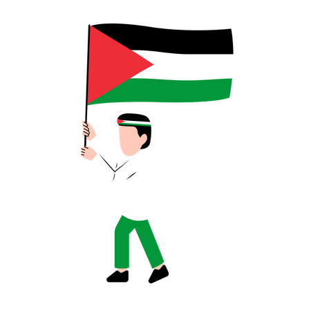 Homem Segurando Bandeira Da Palestina  Ilustração