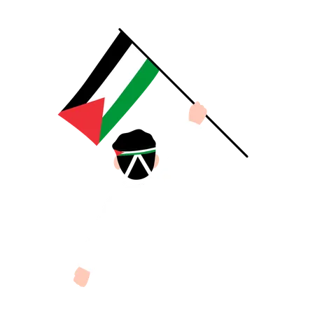 Homem Segurando Bandeira Da Palestina  Ilustração