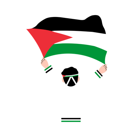 Homem Segurando Bandeira Da Palestina  Ilustração