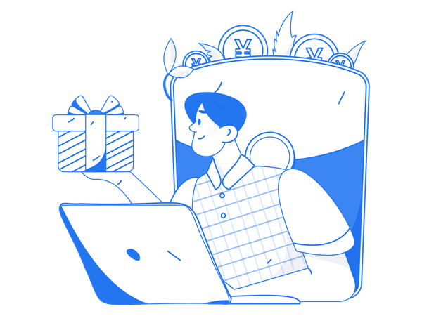 Homem segurando uma caixa de presente  Ilustração