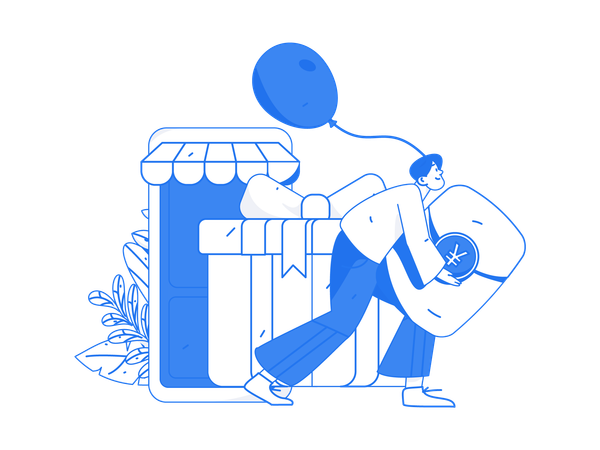Homem segurando a capa de ienes  Ilustração