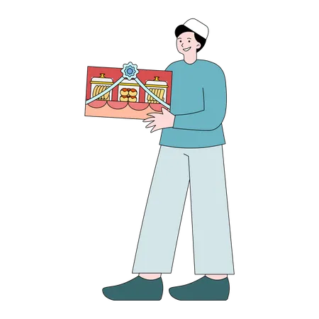 Homem segurando biscoitos dificulta  Ilustração