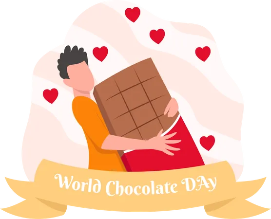 Homem segurando chocolate  Ilustração