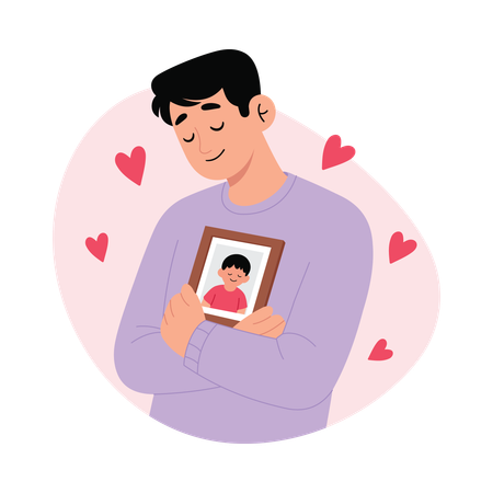 Homem segurando foto  Ilustração