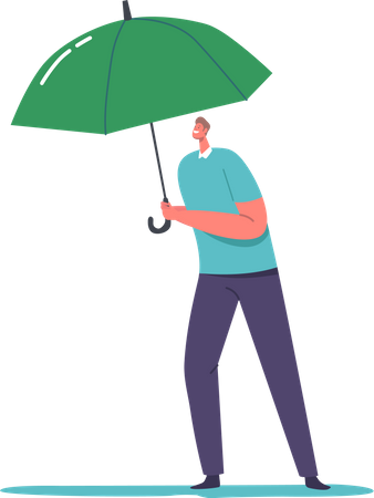 Homem segurando guarda-chuva para auto-seguro  Ilustração