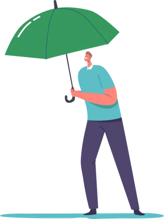 Homem segurando guarda-chuva para auto-seguro  Ilustração