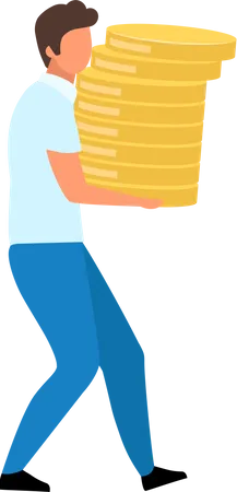 Homem segurando moedas de ouro  Ilustração