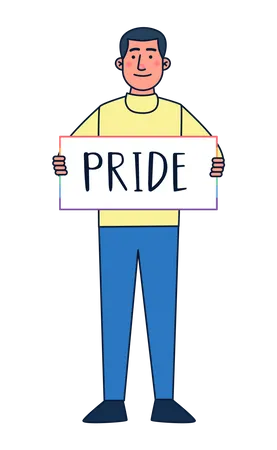 Homem segurando cartaz de orgulho  Ilustração