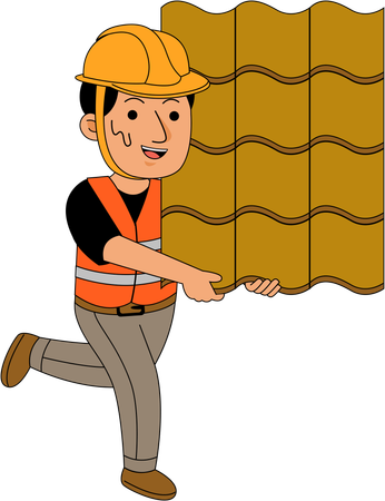 Homem segurando ladrilhos de tijolos  Illustration