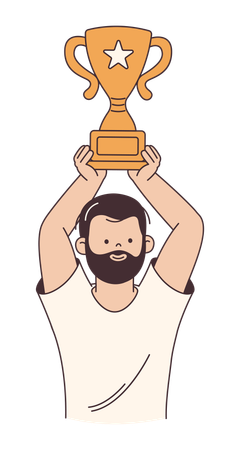 Homem segurando troféu  Ilustração