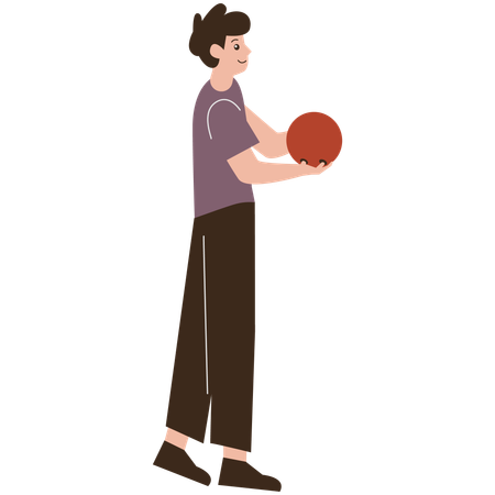 Homem segurando uma bola de boliche  Ilustração