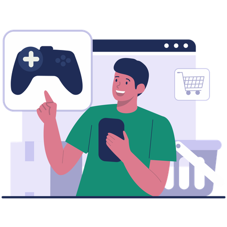 Homem Selecione Produto da Loja Online  Ilustração