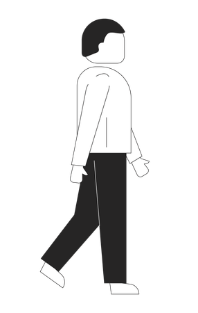 Homem sem rosto caminhando, vista lateral  Ilustração